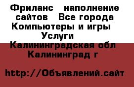 Фриланс - наполнение сайтов - Все города Компьютеры и игры » Услуги   . Калининградская обл.,Калининград г.